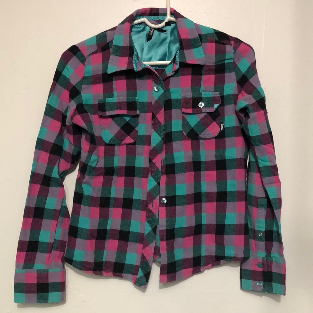 Vans Flannel: Pink/Teal